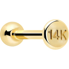 14k Solid Yellow Gold 2mm CZ Gem Threadless Push In Flat Back Stud