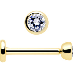 14k Solid Yellow Gold 2mm CZ Gem Threadless Push In Flat Back Stud