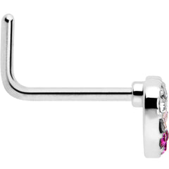 20G Romance Gem Open Heart L Shape Nose Ring