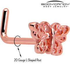 20G 7mm Butterfly Classic L Shape Nose Ring