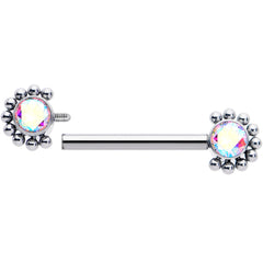 14G 9/16 Aurora CZ Gem ASTM F-136 Titanium Internally Threaded Nipple Ring