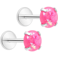 4mm Synthetic Opal Threadless Flat Back Earrings