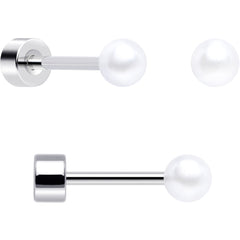 20G Clear Gem White Orb Flatback Earring Set of 6