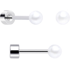 20G Clear Gem White Orb Butterfly Flatback Earring Set of 6