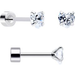 20G Clear Gem White Orb Butterfly Flatback Earring Set of 6