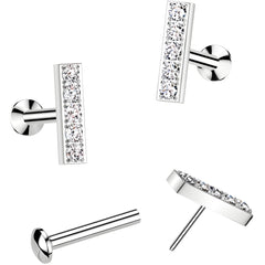 CZ Mirco Gem Bar Flat Back Earring - 18G Threadless Push In