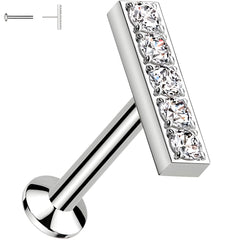 CZ Mirco Gem Bar Flat Back Earring - 18G Threadless Push In