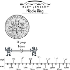 14G 9/16 Two Tone Halloween Mummy Barbell Nipple Ring Set