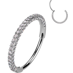 18G Implant Grade Titanium Triple Sided Micro Gem Hinged Nose Hoop