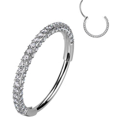 18G Implant Grade Titanium Triple Sided Micro Gem Hinged Nose Hoop