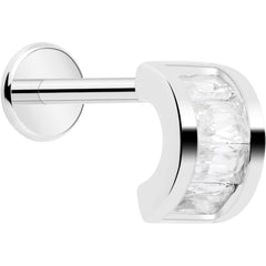 18G 5/16 CZ Gem Horseshoe Threadless Push In Labret Monroe Tragus