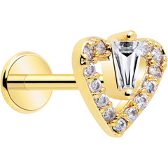 18G 5/16 CZ Gem Heart Threadless Push In Labret Monroe Tragus