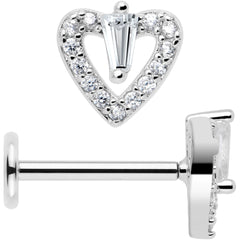 18G 5/16 CZ Gem Heart Threadless Push In Labret Monroe Tragus