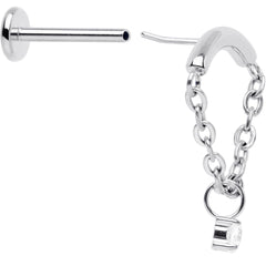 18G 5/16 CZ Gem Titanium Threadless Dangle Hidden Helix Earring