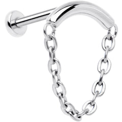 18G 5/16 Titanium Threadless Chain Dangle Hidden Helix Earring