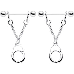 14G 3/4 Handcuff Chain Dangle Nipple Ring Set