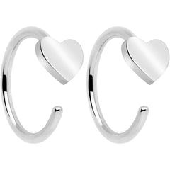 20G Implant Grade Titanium Heart Open Hoop Earrings