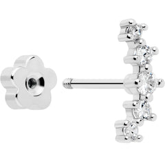 20G CZ Gem Ball Arch Butterfly Reversible Flower Flat Back Earring Set of 6