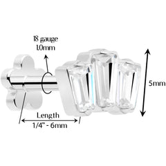 18G 1/4 Clear Gem Implant Grade Titanium Threadless Flower Reversible Flat Back Earring