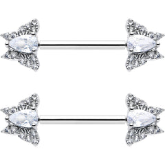 14G 9/16 Style Butterfly Threadless Nipple Ring Set