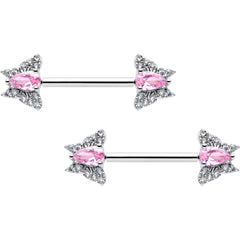 14G 9/16 Style Butterfly Threadless Nipple Ring Set