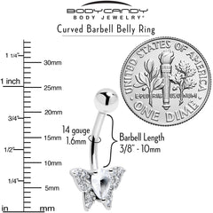 Cubic Zirconia Style Butterfly Belly Ring