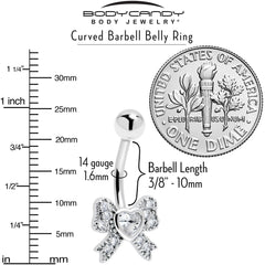 Cubic Zirconia Heart Bow Belly Ring