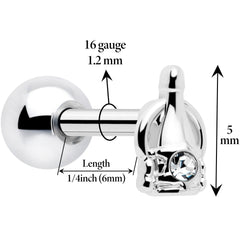 16G 1/4 Clear Gem Champagne Dreams Cartilage Tragus Earring
