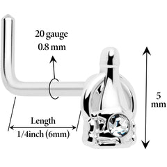 20G 7mm Clear Gem Champagne Dreams L Shape Nose Ring