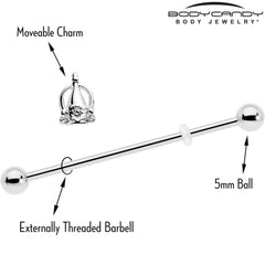 14G Clear Gem Champagne Dreams Industrial Barbell 38mm