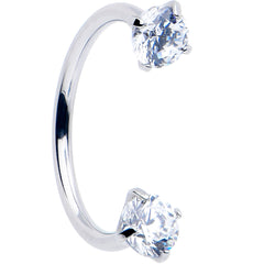 Double Gem Titanium Horseshoe Nose Ring -  Internally Threaded Solid Titanium CZ Horseshoe Nose Hoop