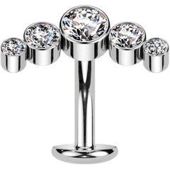 Cubic Zirconia Gem Titanium Curve Threadless Floating Belly Ring