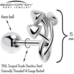 Trippy Mushroom Trio Barbell Tongue Ring