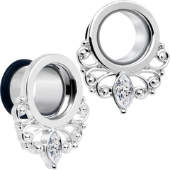Clear Gem Drop Filigree Single Flare Tunnel Plug Set 6mm to 16mm
