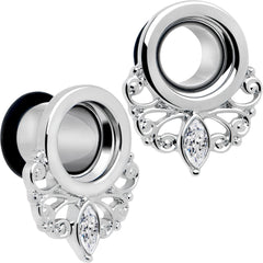 Clear Gem Drop Filigree Single Flare Tunnel Plug Set 6mm to 16mm