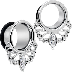 Clear Gem Drop Filigree Single Flare Tunnel Plug Set 6mm to 16mm