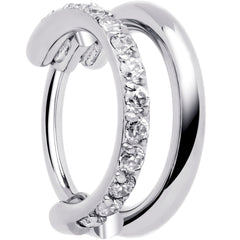 Single Row Micro Gem Implant Grade Titanium Hinged Double Hoop Nose Ring