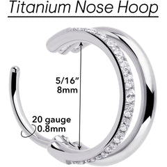 Single Row Micro Gem Implant Grade Titanium Hinged Double Hoop Nose Ring