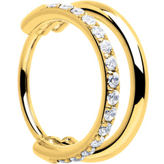Single Row Micro Gem Implant Grade Titanium Hinged Double Hoop Nose Ring