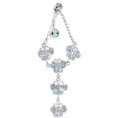 TOP DANGLE Aquamarine PAVED GEM BUTTERFLY CHAIN Belly Ring
