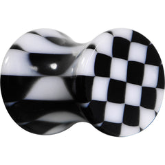 2G Black and White Checkerboard Acrylic Saddle Plug