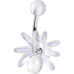 Clear Gem Clear Upward Spider J-Bar Belly Ring