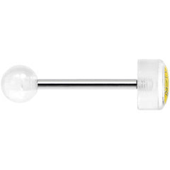 14G 5/8 Clear Acrylic Giving the Middle Finger Tongue Ring