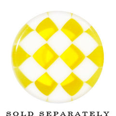 6G Acrylic Yellow and White Checker Saddle Plug