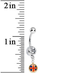 Clear Gem Red and Blue UK British Flag Charm Dangle Belly Ring