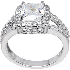 Sterling Silver Princess Cubic Zirconia Ring -2.31 ct tw