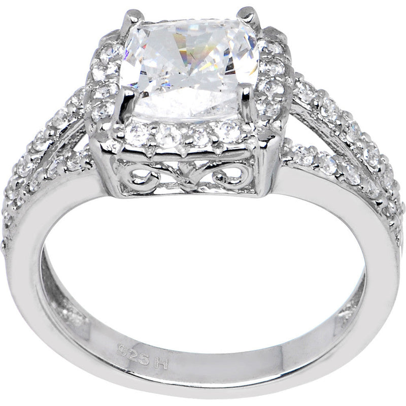Sterling Silver Princess Cubic Zirconia Ring -2.31 ct tw