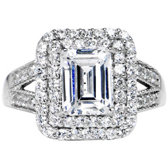 Sterling Silver Emerald Cubic Zirconia Ring -2.25 ct tw