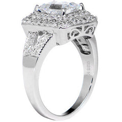 Sterling Silver Emerald Cubic Zirconia Ring -2.25 ct tw