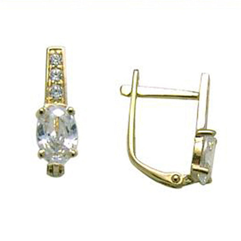 14k Yellow Gold CZ April Birthstone Leverback Earrings
